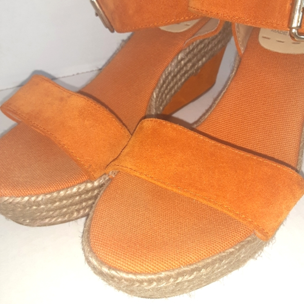 EUC KANNA Orange Suede Espadrille Wedge - Picture 4 of 9